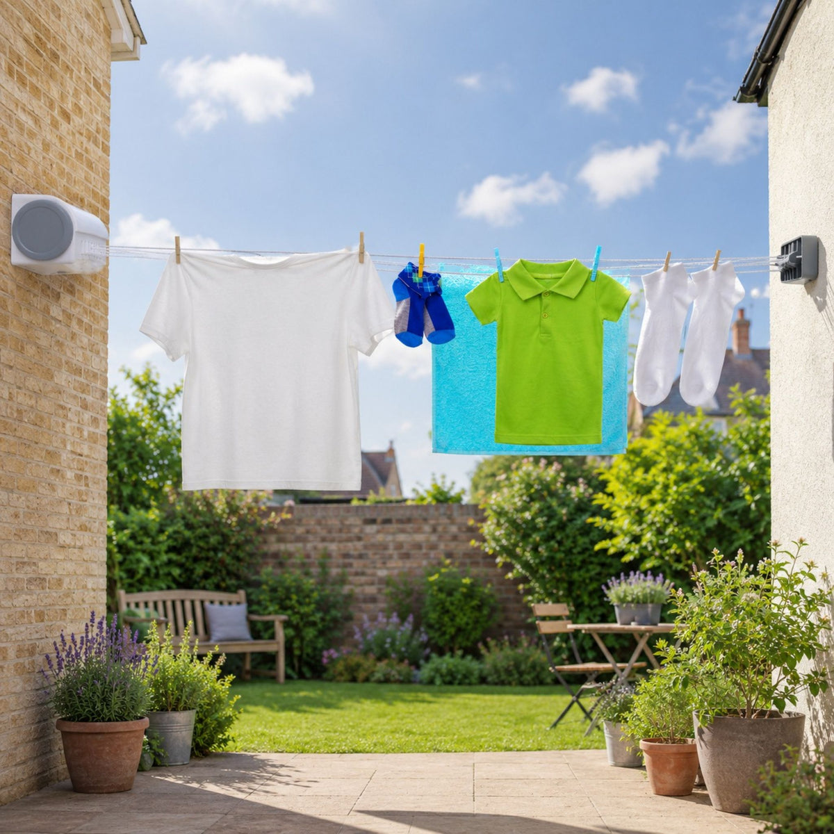 14M Retractable Clothesline Wall Mounted 4-Line Drying Rack Indoor Outdoor