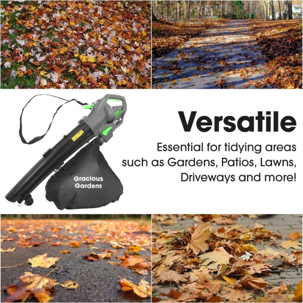 3-in-1 Electric Leaf Blower Garden Vacuum Shredder Mulcher 3000W 167mph