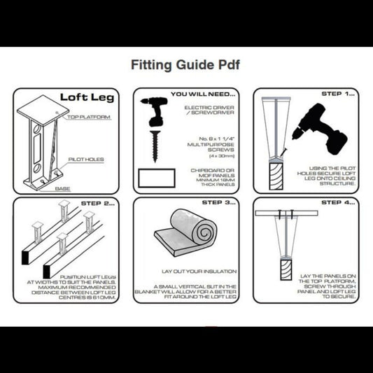 Adjustable Loft Board Support Legs, 175mm – Pack of 12 Strong New