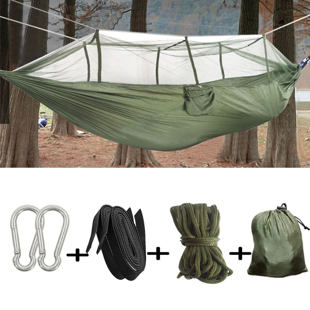 Double Camping Hammock with Mosquito Net 2 Person Lightweight 440lbs Portable