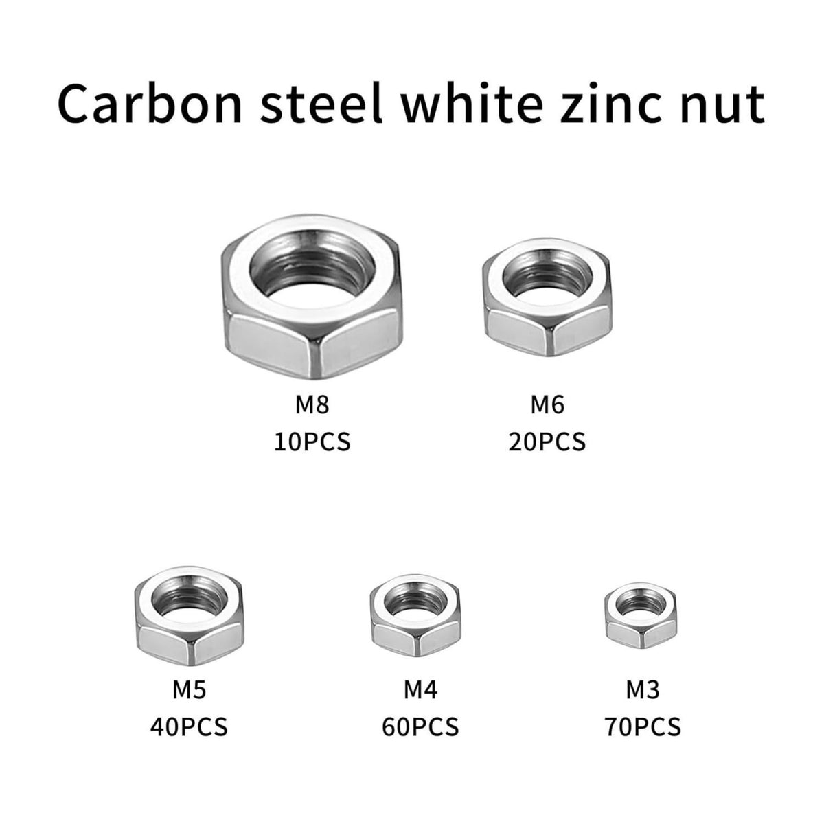 200Pcs Hex Nuts Set M3 M4 M5 M6 M8 Stainless Steel Assorted Nut Kit UK