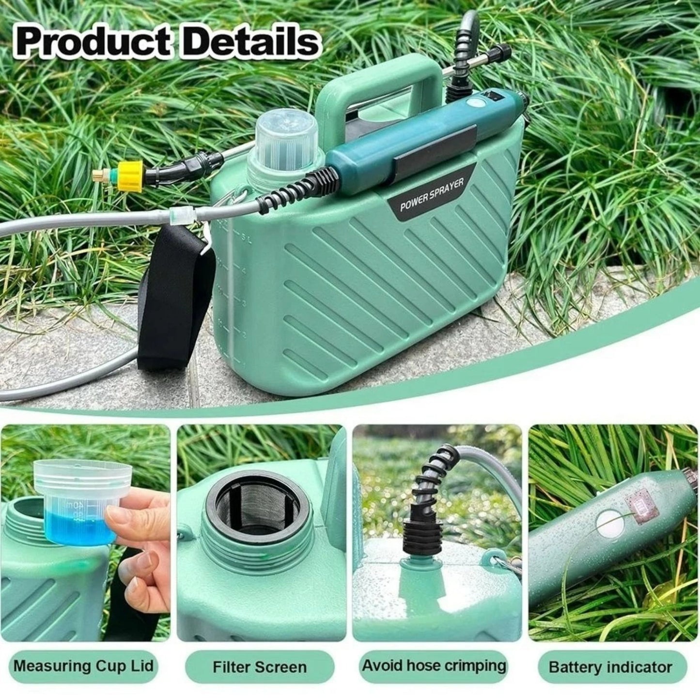 Cordless Electric Backpack Pressure Sprayer 5L Garden Battery Operated