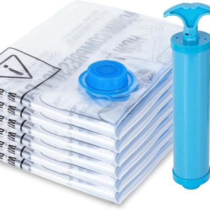 Large Vacuum Storage Bags 6 Pack 80x60cm Hand Pump Airtight Compression 80%