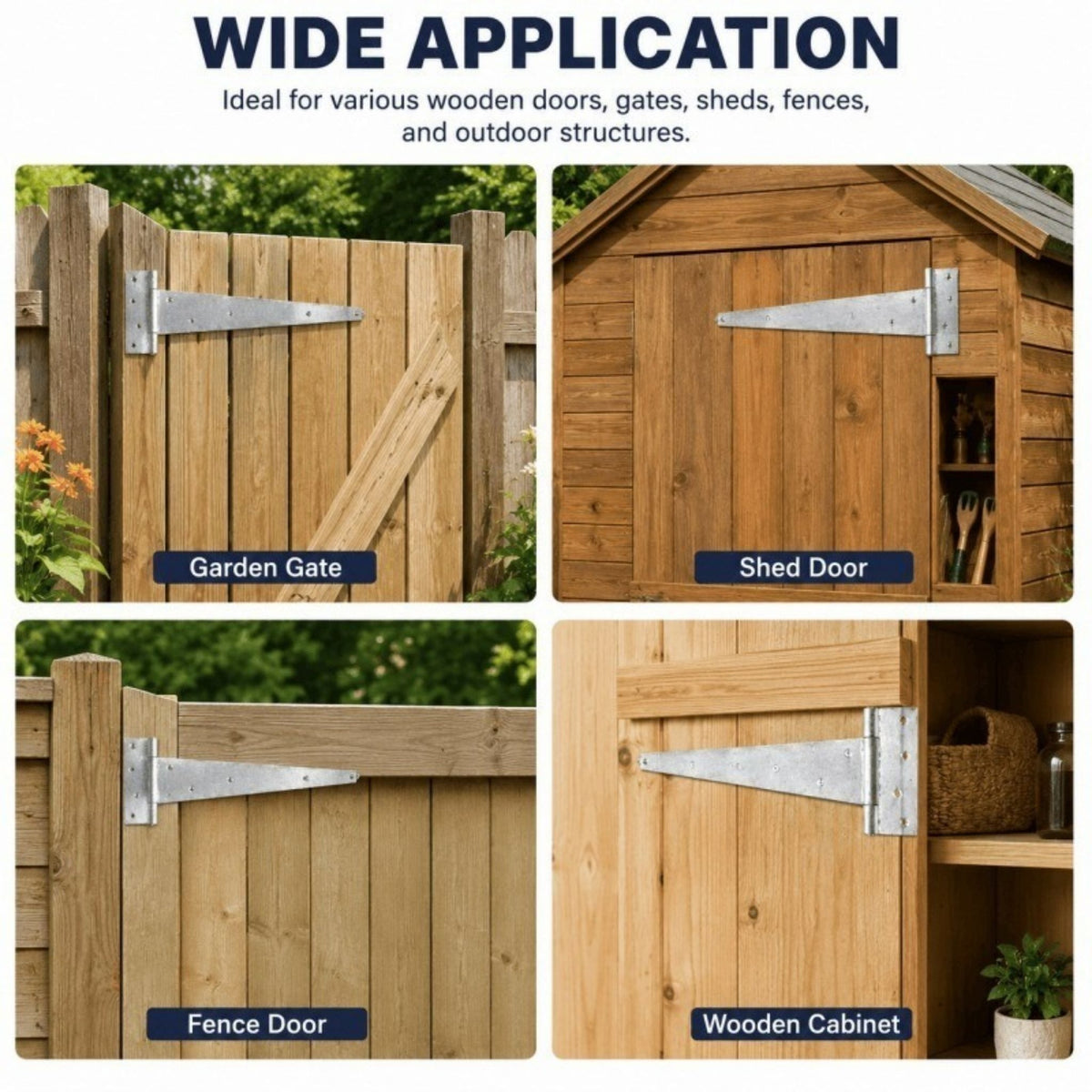 Heavy Duty T Hinges 18" (Pair) – for Gates, Sheds, Fences & Doors, Screws Included