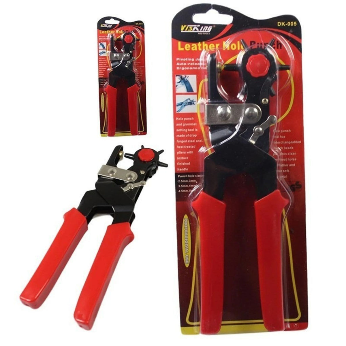 Revolving Leather Hole Punch Plier Belt Strap 6 Sizes 2.5-5mm DIY Craft Tool