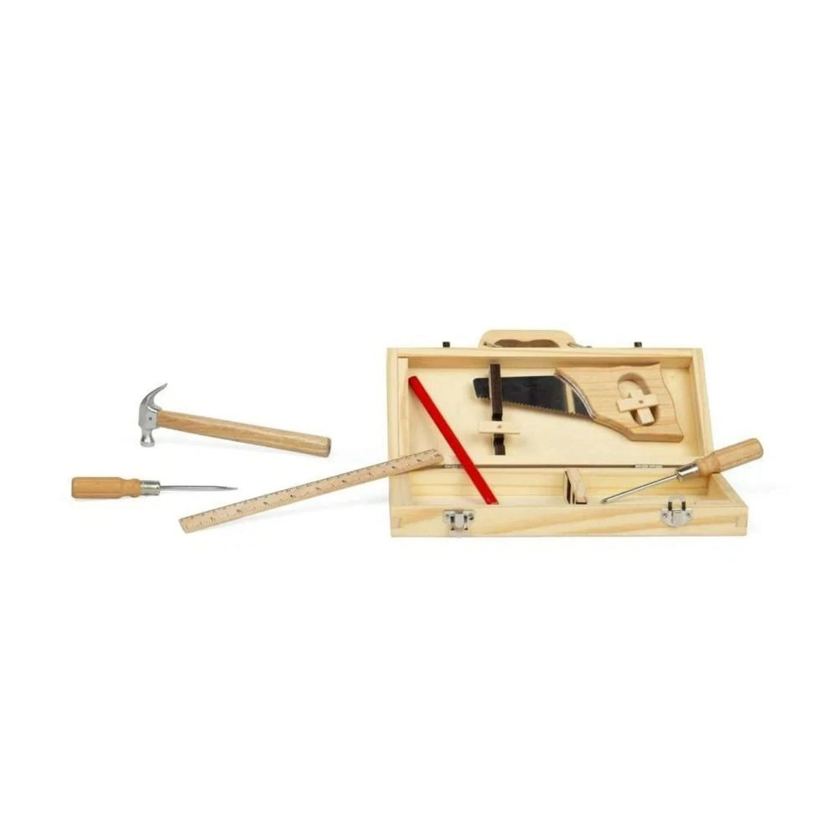 Kids DIY Wooden Tool Box 6 Piece Set FSC Real Tools Carpentry Woodworking