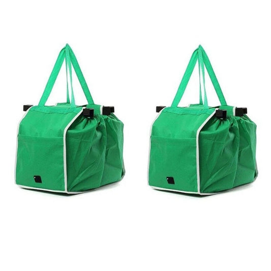 Reusable Trolley Shopping Bags 2 Pack Foldable Clip On Car Boot Supermarket