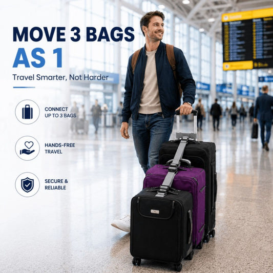 Luggage Connector Straps for Suitcases, Adjustable Add-A-Bag 3-Way Set
