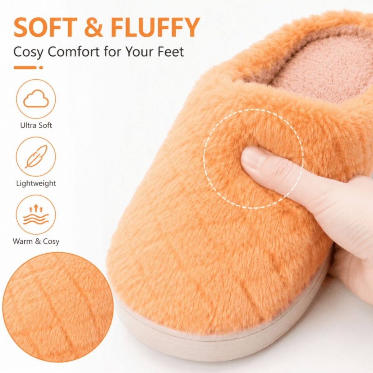 Women's Fluffy Slippers Warm Cosy Soft Indoor Slip-On House Shoes UK 3–7