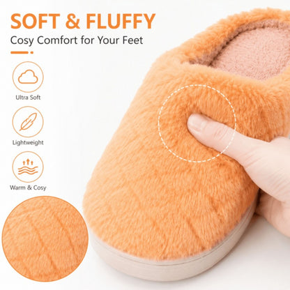Women's Fluffy Slippers Warm Cosy Soft Indoor Slip-On House Shoes UK 3–7