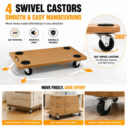 Heavy Duty Dolly Trolley Platform 200KG Wheeled Wooden Board Transporter