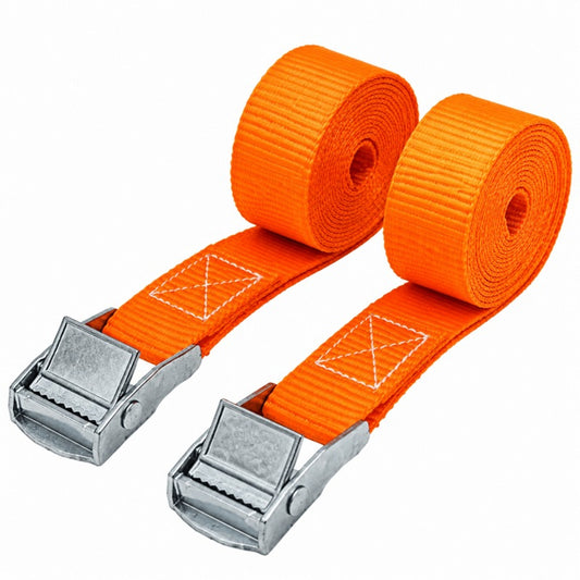 Cam Buckle Tie Down Straps (Pair) – 2M x 25mm Cargo Lashing